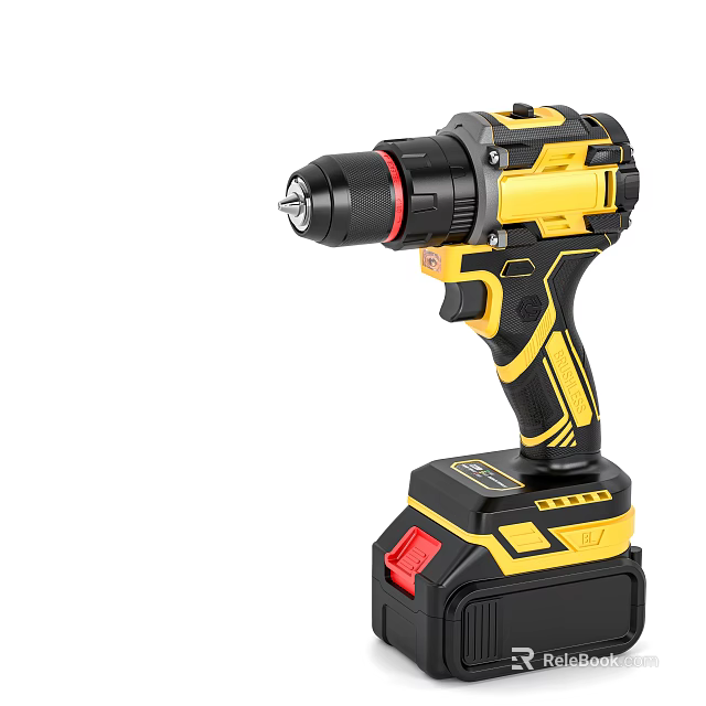 Professional Cordless Power Drill Yellow Black Design Rechargeable Battery Hardware Tool 3d model 