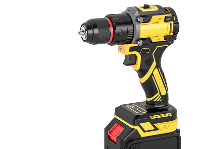 Professional Cordless Power Drill Yellow Black Design Rechargeable Battery Hardware Tool 3d model