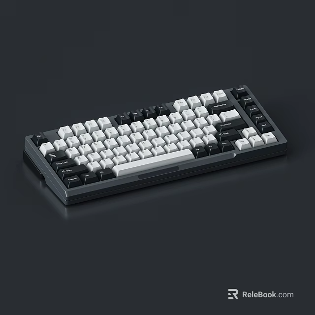 Mechanical Computer Keyboard With Black White Keycaps And Sleek Design 3d model 