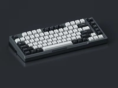 Mechanical Computer Keyboard With Black White Keycaps And Sleek Design 3d model