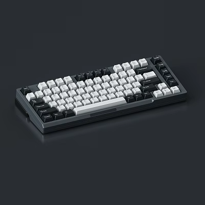 Mechanical Computer Keyboard With Black White Keycaps And Sleek Design 3d model