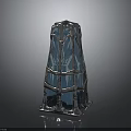 Modern Architectural Scene Component With Tower Like Blue Transparent Structure And Metal Framework