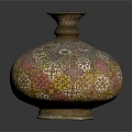 Exquisite Decorative Vase With Yellow Top And Intricate Pink Yellow Patterns