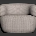 Modern Light Pink Curved Armchair With Rounded Design And Fabric Upholstery
