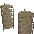 Woven Multi Tier Storage Shelves With Round Rattan Trays For Home Organization