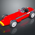 Red Vintage Racing Car with Open Cockpit Yellow Front and Sleek Design Large Wheels