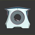 Sleek Modern Futuristic Device With White Blue Pink Hues And Circular Interior Opening