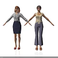Two Women Standing With Arms Outstretched In Business And Casual Attire