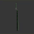 Sword With Green Scabbard And Shiny Metal Blade On Reflective Dark Surface