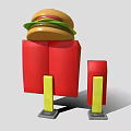 Burger King Fast Food Billboard With Burger Shape Menu And Order Kiosk