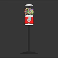 Gumball Machine With Transparent Top Colorful Candies Red Body And Black Stand