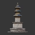 Traditional Multi Tiered Stone Pagoda Structure With Layered Roofs And Sturdy Base