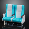 Blue And White Double Seats With Padded Upholstery And Wooden Armrests Design