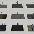 Modern Black Kitchen Sinks With Various Designs Single Double Bowl And Accessories 3d model