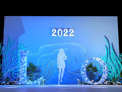 2022 Event Backdrop Wall With Female Silhouette 10 Decor And Coral Elements 3d model