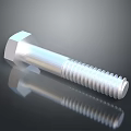 Silver Hex Head Bolt With Threaded Shaft And Reflection On Black Background Surface 3d model