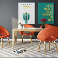 Nordic Dining Table and Chair Combination 3d model