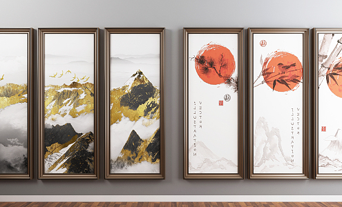 New Chinese Plant Painting Hanging Paintings 3d model