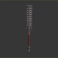 Tower Shaped Multi Layered Weapon With Blue Top Red Shaft And Silver Base 3d model