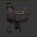 Rusted Floating Building Structure With Metal Hut Platform And Industrial Design
