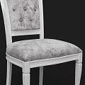 Elegant Dining Chairs With White Frame And Gray Tufted Upholstery Design 3d model
