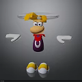 Cartoon Character Featuring Orange Hat Purple Body White Hands Egg Shaped Objects And Transparent Halo