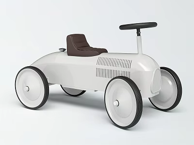 White Electric Toy Car With Brown Seat And Big Wheels 3d model