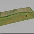 Aerial View Of Natural Landscape With Green Fields Meandering Path And Solitary Tree