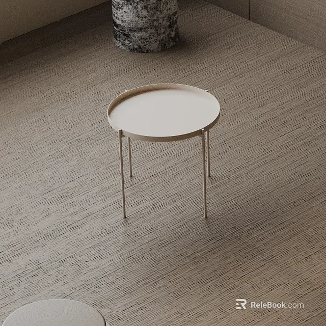 Modern Minimalist Side Table With Round Light Beige Top And Thin Metal Legs 3d model