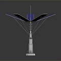 Solar Energy Equipment With Radial Blue Solar Panels And Stable Support Structure