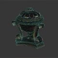 Ornate Decorative Furniture Piece With Carved Lid And Intricate Decorative Legs