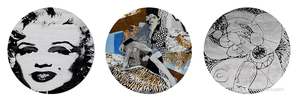 Set of Round Rugs Featuring Artistic Patterns And Vibrant Design Elements 3d model