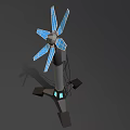 Modern Floor Lamp With Flower Petal Blue Panels Black Pole And Blue Illuminated Base