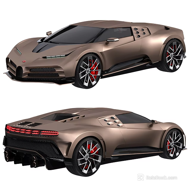Brown Luxury Sports Car Front And Rear Exterior Design Features 3d model 