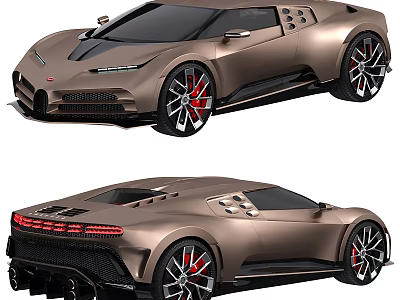 Brown Luxury Sports Car Front And Rear Exterior Design Features 3d model