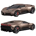 Brown Luxury Sports Car Front And Rear Exterior Design Features