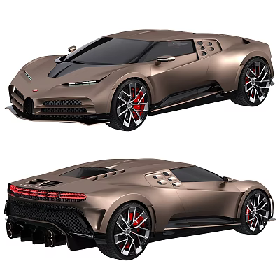 Brown Luxury Sports Car Front And Rear Exterior Design Features 3d model