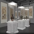 Traditional Cultural Center Interior Design With Ancient Paintings Sculptures And Display Stands