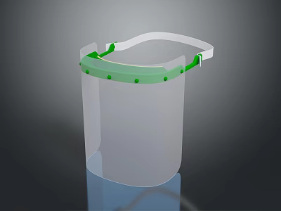 Pet Protective Face Shield With Green Straps And Transparent Cover 3d model