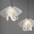 Modern Decorative Petal Shaped Textured Transparent Chandeliers Illuminated on Grey Background