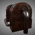 Rustic Industrial Metal Equipment Featuring Cylindrical Body Square Base And Pipe Connections
