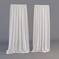 White Soft Flowing Curtains With Long Drapes Against Gray Background 3d model