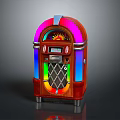 Vintage Wooden Jukebox With Colorful Lighted Panels And Coin Slot