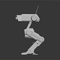 White Robot Character With Antenna Large Eyes And Mechanical Arms Standing On Dark Background