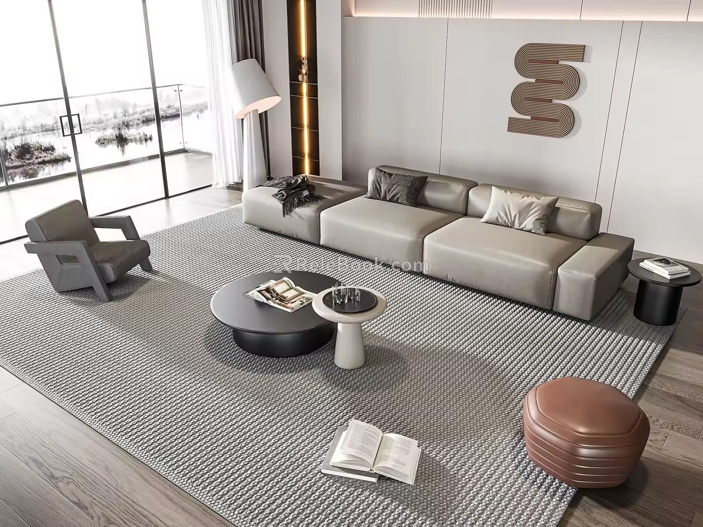 Modern sofa coffee table combination 3d model