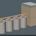 Industrial Equipment For Large Storage Tanks With Connecting Structure And Adjacent Building