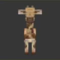 Pixelated Blocky Giraffe Game Character With Brown Beige Colors In Minecraft Style 3D Render