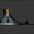 Blue Electric Iron With Black Handle Orange Button And Coiled Power Cord