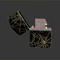 Stylish Metallic Lighter With Golden Spider Web Pattern And Open Case Design