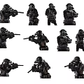 Man In Tactical Military Gear Holding Weapons In Various Combat Poses